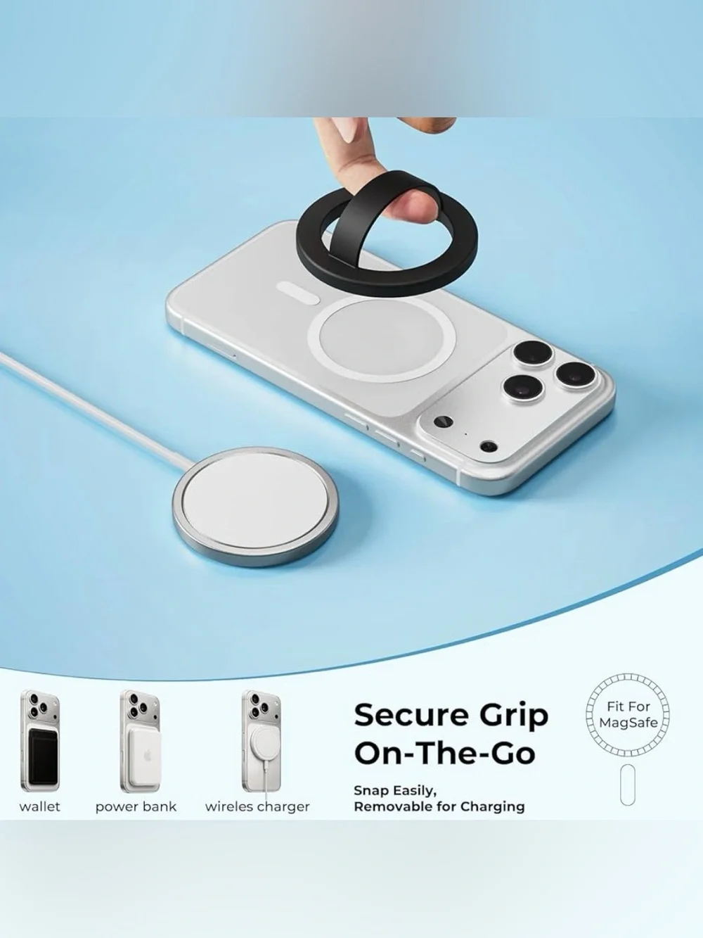 💞 New White Silicone Magnetic Ring Cell Phone Grip